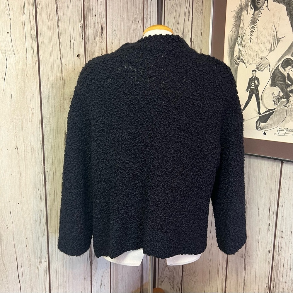 Women's Vintage XL Tapemeasure Black Snap Button Sweater - Picture 4 of 6